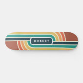 Retro Groovy Rainbow Stripes met Naam Skateboard (Horizontaal)