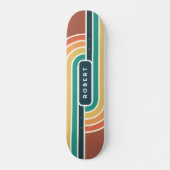 Retro Groovy Rainbow Stripes met Naam Skateboard (Voorkant)