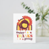 Retro Groovy Rainbow Turkije Herfst Thanksgiving Briefkaart (Staand voorkant)