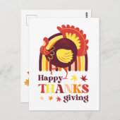 Retro Groovy Rainbow Turkije Herfst Thanksgiving Briefkaart (Voorkant / Achterkant)