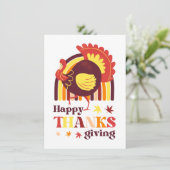 Retro Groovy Rainbow Turkije Herfst Thanksgiving Kaart (Staand voorkant)