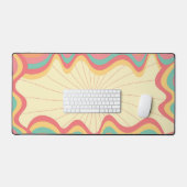 Retro Groovy Rainbow Waves Bureaumat (Keyboard & Muis)