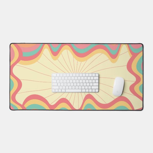 Retro Groovy Rainbow Waves Bureaumat (Keyboard & Muis)