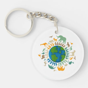 Retro Groovy Red Bevers Red Dieren Hergebruik Leuk Sleutelhanger
