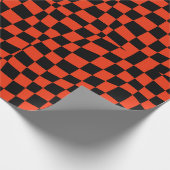 Retro Groovy Red Black Wavy geruit Cadeaupapier (Hoek)