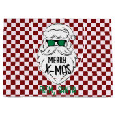 Retro Groovy Red Checkered Santa Claus Christmas  Groot Cadeauzakje (Voorkant)