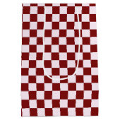 Retro Groovy Red Checkered Santa Claus Christmas Medium Cadeauzakje (Achterkant)