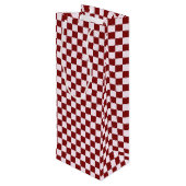 Retro Groovy Red Checkered Santa Claus Christmas  Wijn Cadeautas (Achterkant Gekanteld)
