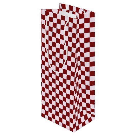 Retro Groovy Red Checkered Santa Claus Christmas  Wijn Cadeautas (Achterkant Gekanteld)