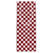 Retro Groovy Red Checkered Santa Claus Christmas  Wijn Cadeautas (Achterkant)