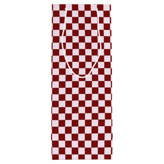 Retro Groovy Red Checkered Santa Claus Christmas  Wijn Cadeautas (Achterkant)
