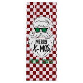 Retro Groovy Red Checkered Santa Claus Christmas  Wijn Cadeautas (Voorkant)