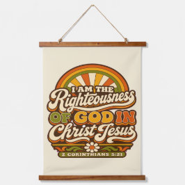 Retro Groovy Regenboog Bijbeltekst Stof Boho Decor Hangend Wandkleed