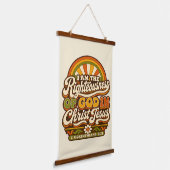Retro Groovy Regenboog Bijbeltekst Stof Boho Decor Hangend Wandkleed (Gebogen)