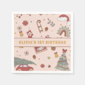 Retro Groovy Regenboog Kerstboom Verjaardagsfeest Servet (Voorkant)