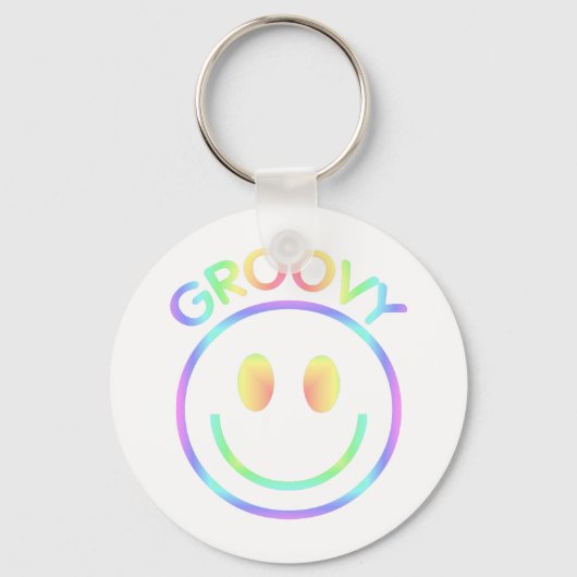 Retro Groovy Regenboog Sleutelhanger voor Hippies (Voorkant)