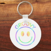 Retro Groovy Regenboog Sleutelhanger voor Hippies (Voorkant)