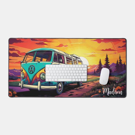 Retro Groovy reisbus Bureaumat (Keyboard & Muis)