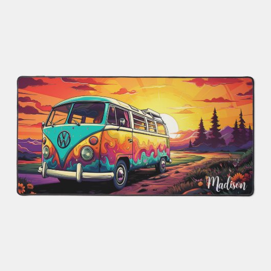  Retro Groovy reisbus Bureaumat (Voorkant)