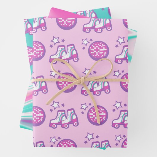 Retro groovy roller disco inpakpapier vel (In situ)