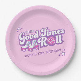 Retro Groovy Roller Disco Party gepersonaliseerd Papieren Bordje