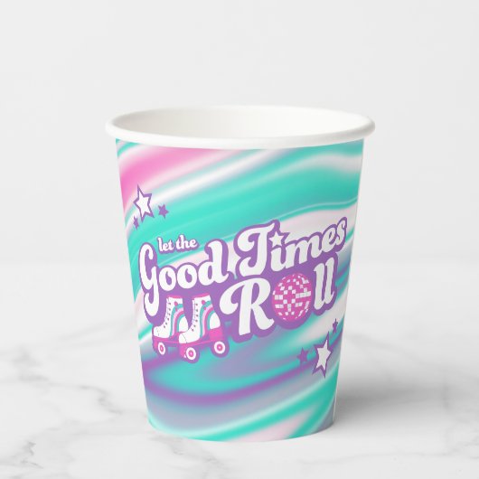 Retro Groovy Roller Disco Party Papieren Bekers (Achterkant)