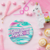 Retro Groovy Roller Disco Party Papieren Bordje (Feest)