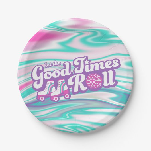 Retro Groovy Roller Disco Party Papieren Bordje (Voorkant)