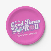 Retro Groovy Roller Disco Party Papieren Bordje (Voorkant)