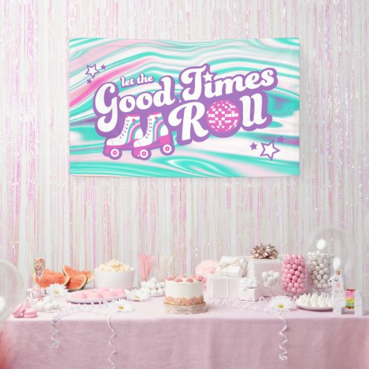 Retro Groovy Roller Disco Party Spandoek (Feest)