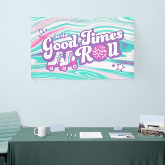 Retro Groovy Roller Disco Party Spandoek (Beurs)