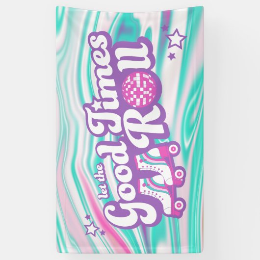 Retro Groovy Roller Disco Party Spandoek (Verticaal)