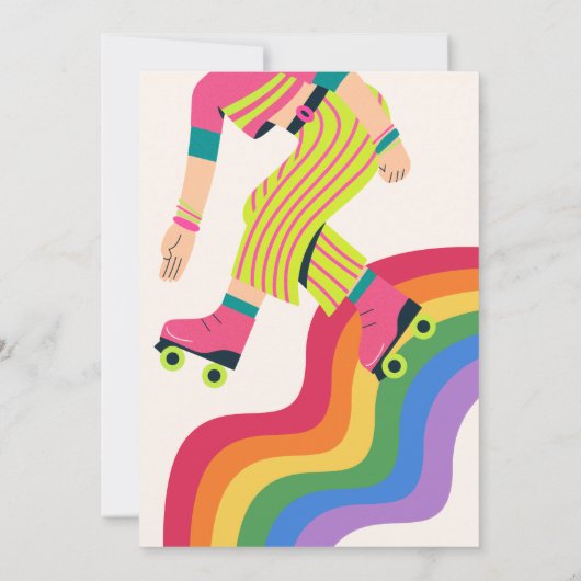 Retro groovy roller schaats kleurrijke leuke verja kaart (Achterkant)