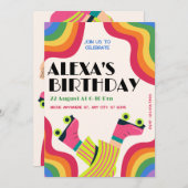 Retro groovy roller schaats kleurrijke leuke verja kaart (Voorkant / Achterkant)