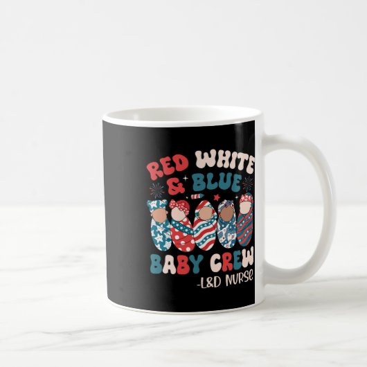 Retro Groovy rood wit blauw Koffiemok (Rechts)