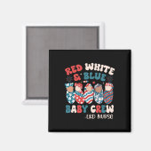 Retro Groovy rood wit blauw Magneet (Voorkant / Achterkant)
