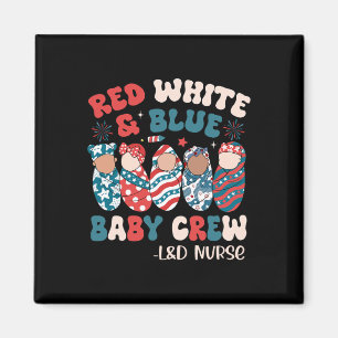 Retro Groovy rood wit blauw Magneet