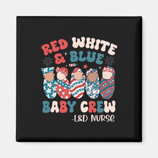Retro Groovy rood wit blauw Magneet (Voorkant)