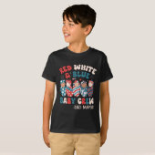 Retro Groovy rood wit blauw T-shirt (Voorkant volledig)