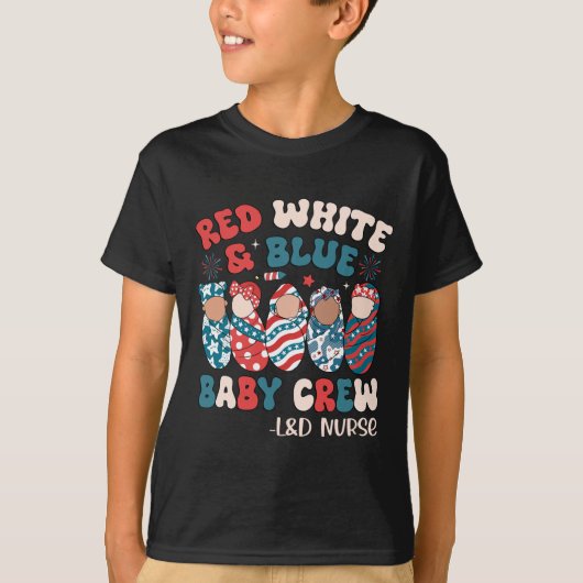 Retro Groovy rood wit blauw T-shirt (Voorkant)