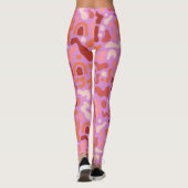 Retro Groovy Roze Abstract Patroon Leggings (Achterkant)