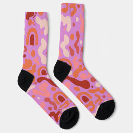Retro Groovy Roze Abstract Patroon Sokken