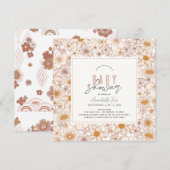 Retro Groovy Roze Bloemen Meisje Baby shower Kaart (Voorkant / Achterkant)