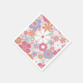 Retro Groovy Roze Bloemen Servet (Hoek)