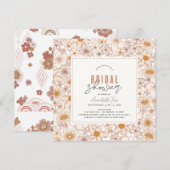 Retro Groovy Roze Bloemen Vrijgezellenfeest Kaart (Voorkant / Achterkant)