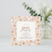 Retro Groovy Roze Bloemen Vrijgezellenfeest Kaart (Staand voorkant)