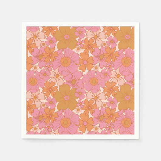 Retro Groovy Roze Boho Baby in Bloom Servet (Voorkant)