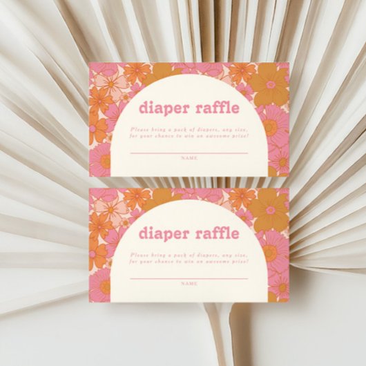 Retro Groovy Roze Boog Luier Raffle | Boho Informatiekaartje