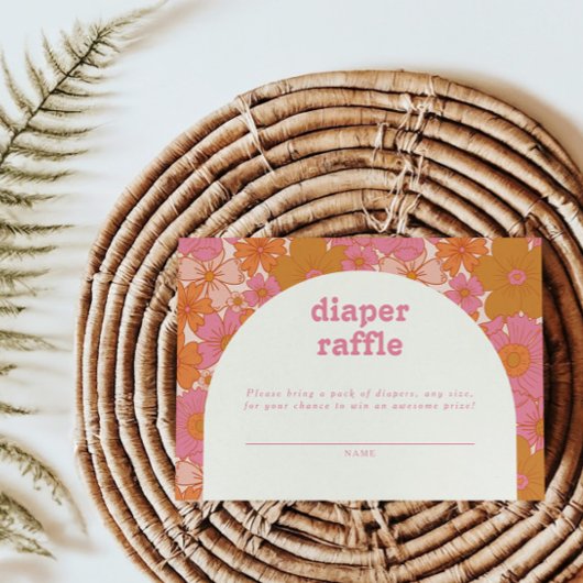 Retro Groovy Roze Boog Luier Raffle | Boho Informatiekaartje