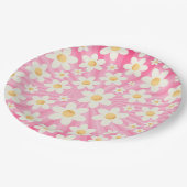 Retro Groovy Roze Daisy Verjaardagspapier Borden – Papieren Bordje (Gekanteld)